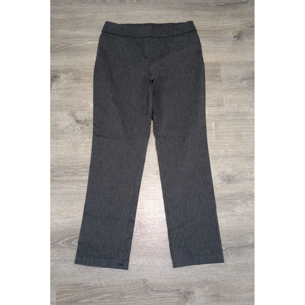 Briggs New York Gray Pull On Dress Pants Pockets Straight Leg Stretchy Office 10